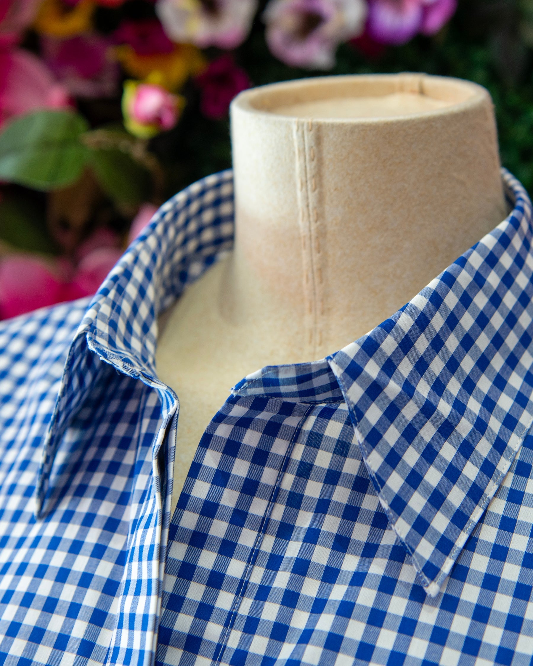 Navy Gingham Tulip Sleeve Popover