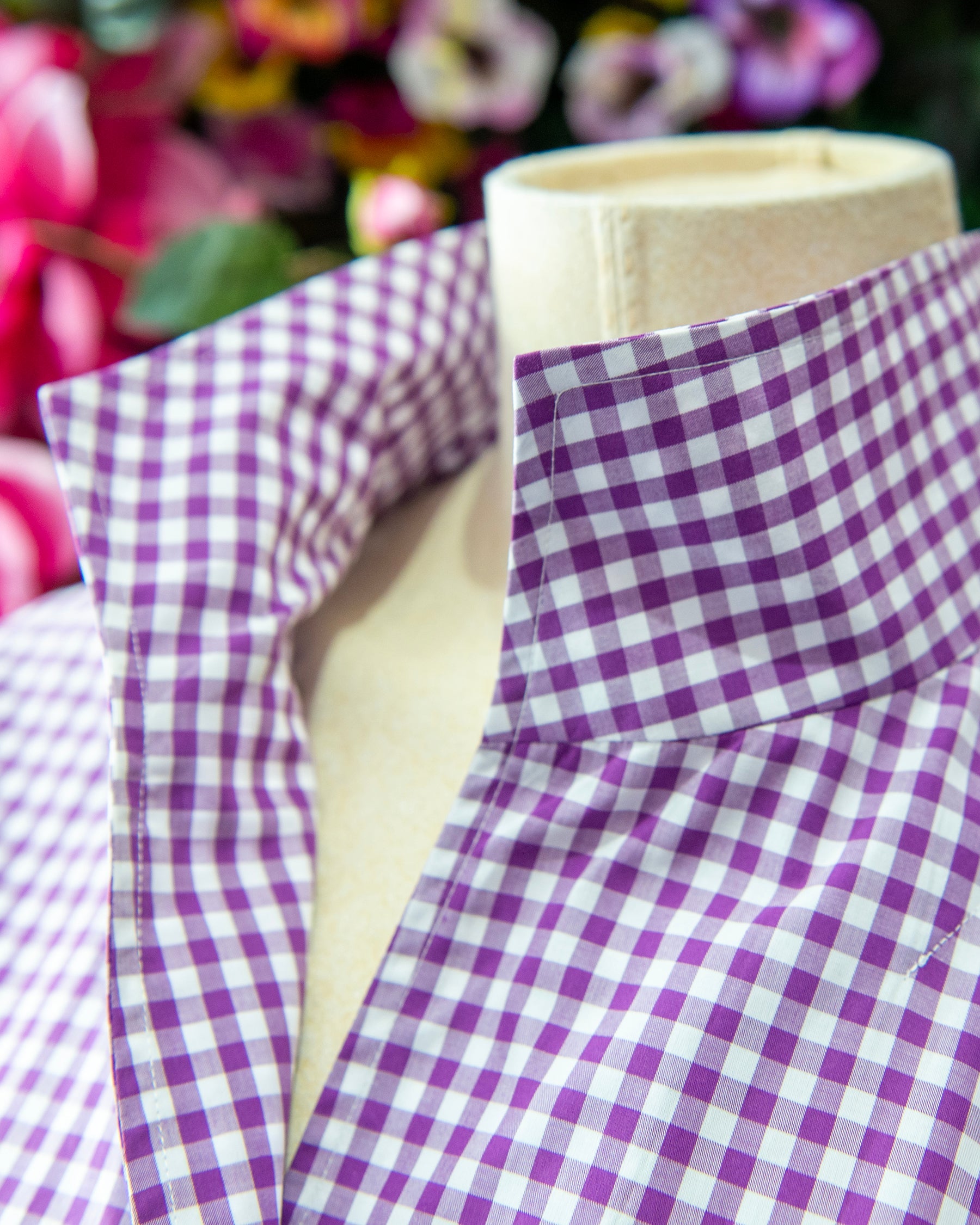 Purple Gingham Cap Sleeve Dress