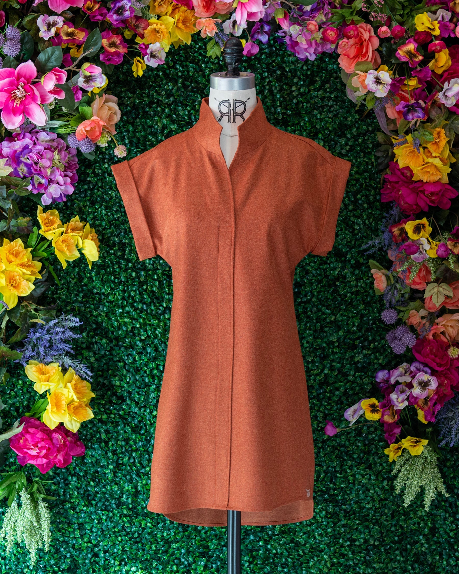 Orange Flannel Cap Sleeve Dress