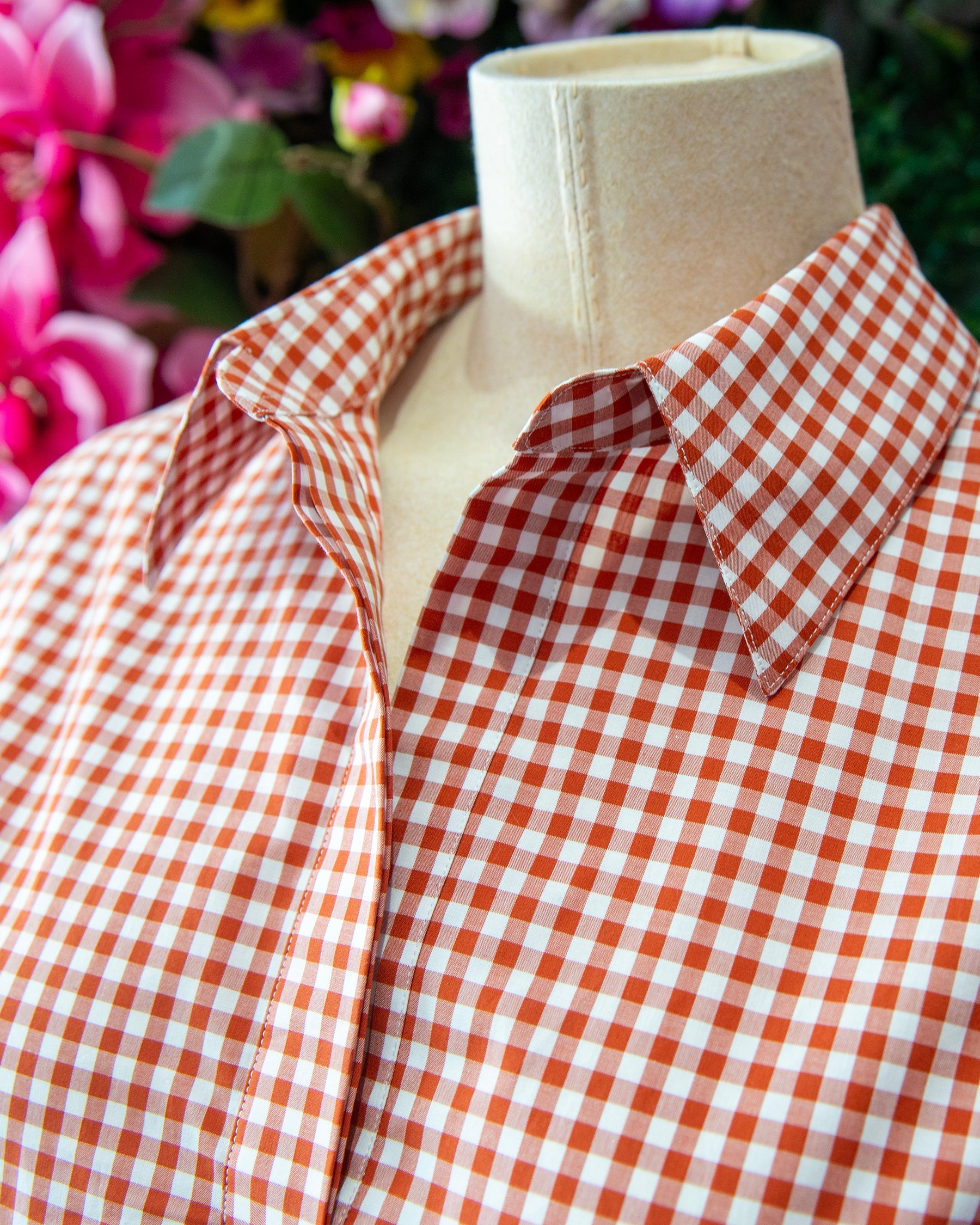 Orange Gingham Tulip Sleeve Popover