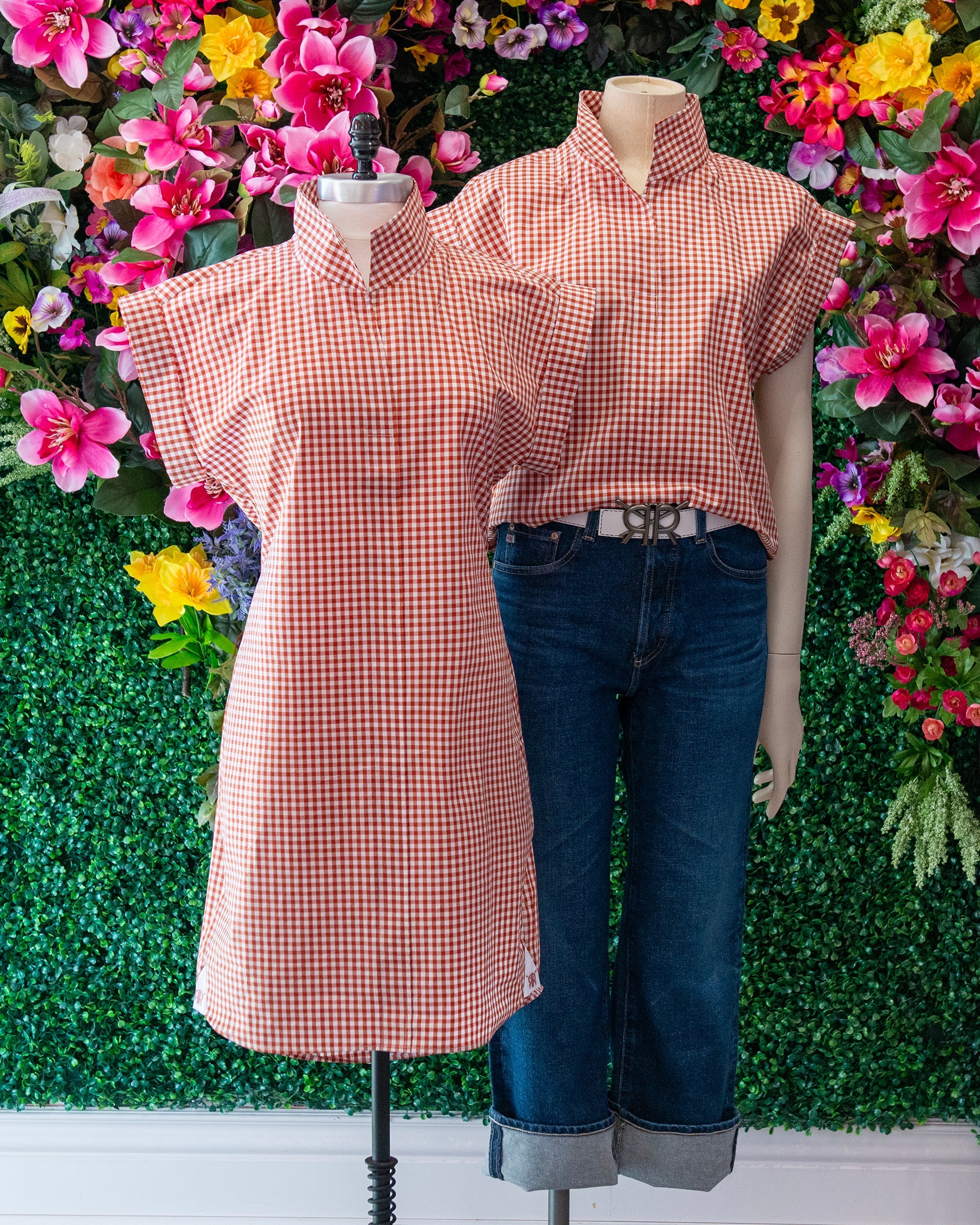 Orange Gingham Cap Sleeve Dress