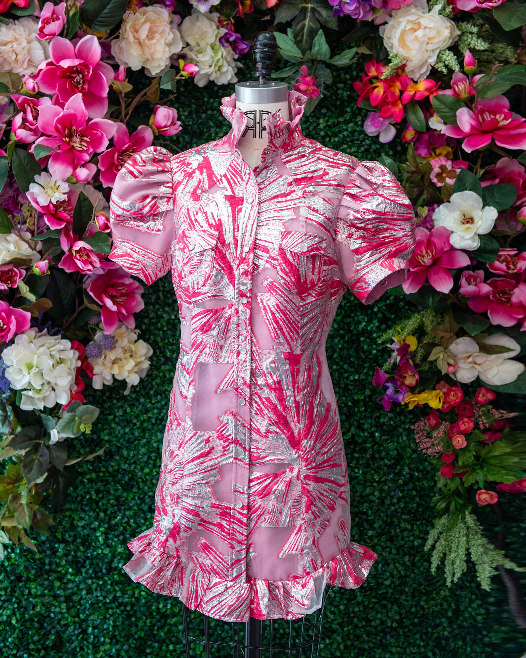 Pink Brocade Western Shirtdress