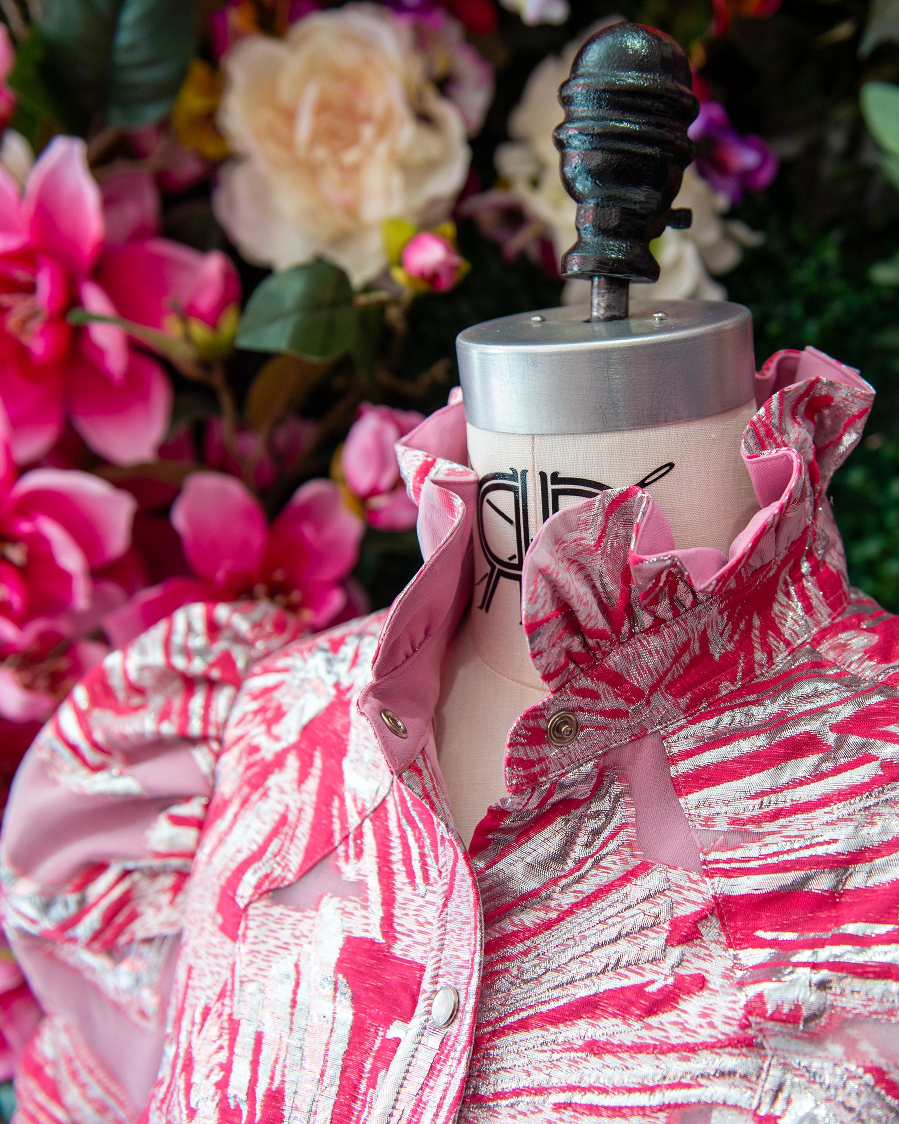 Pink Brocade Western Shirtdress