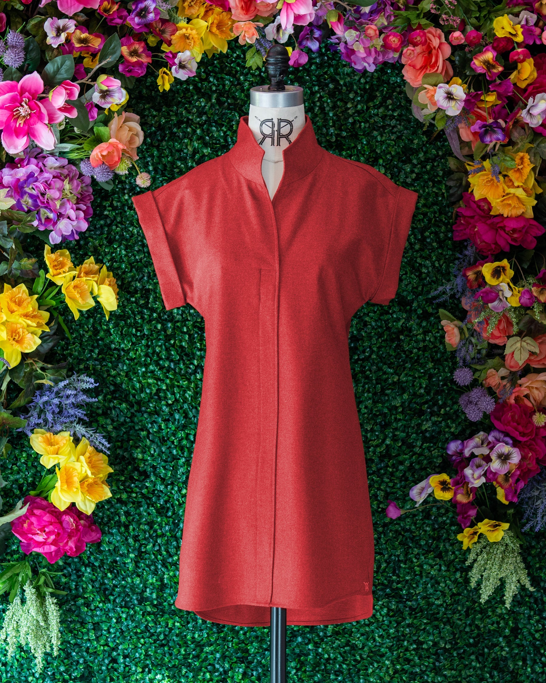 Red Flannel Cap Sleeve Dress