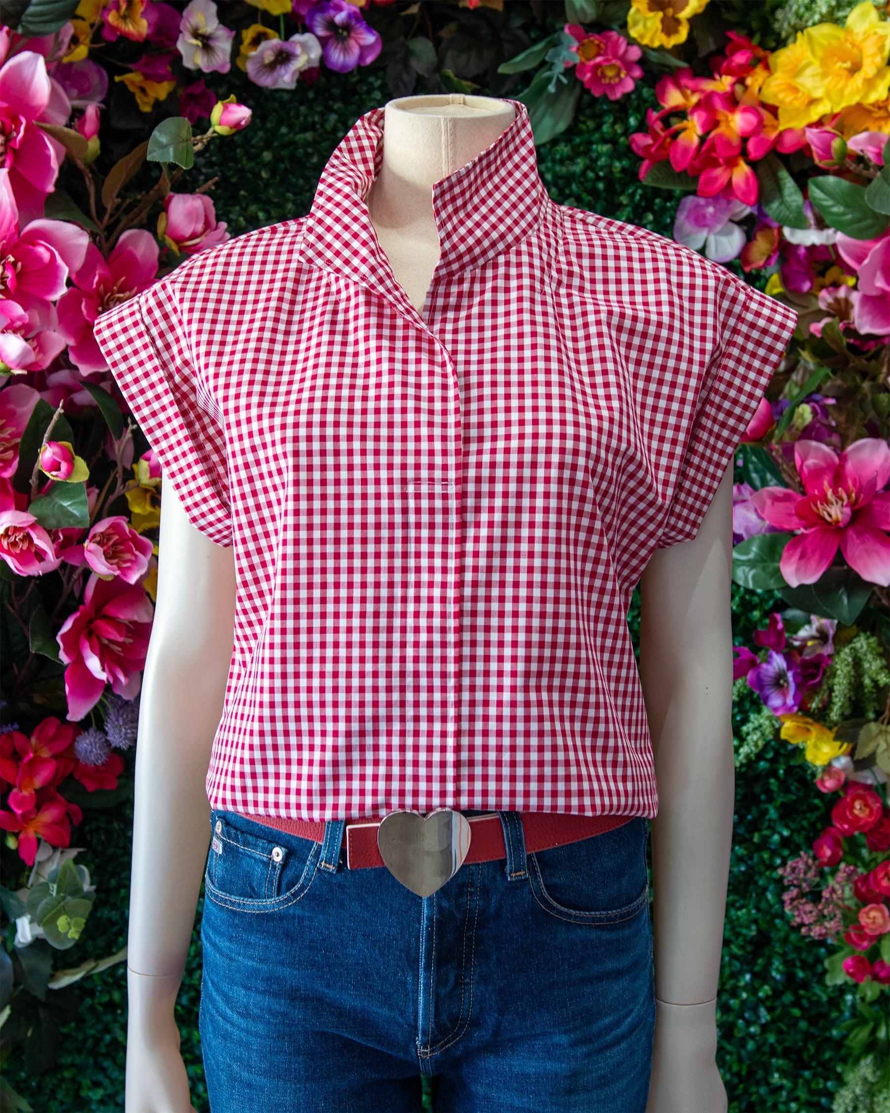 Red Cap Sleeve Popover