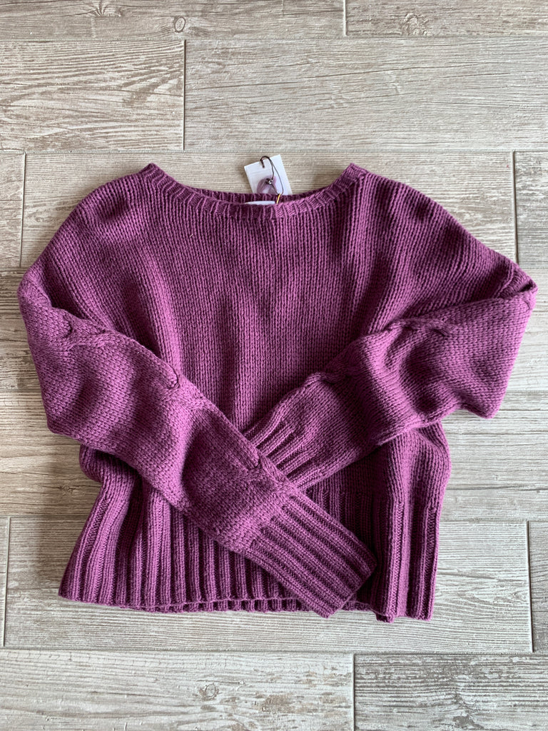 Cropped Crochet Knit Plum Cashmere Sweater - Loro Piana