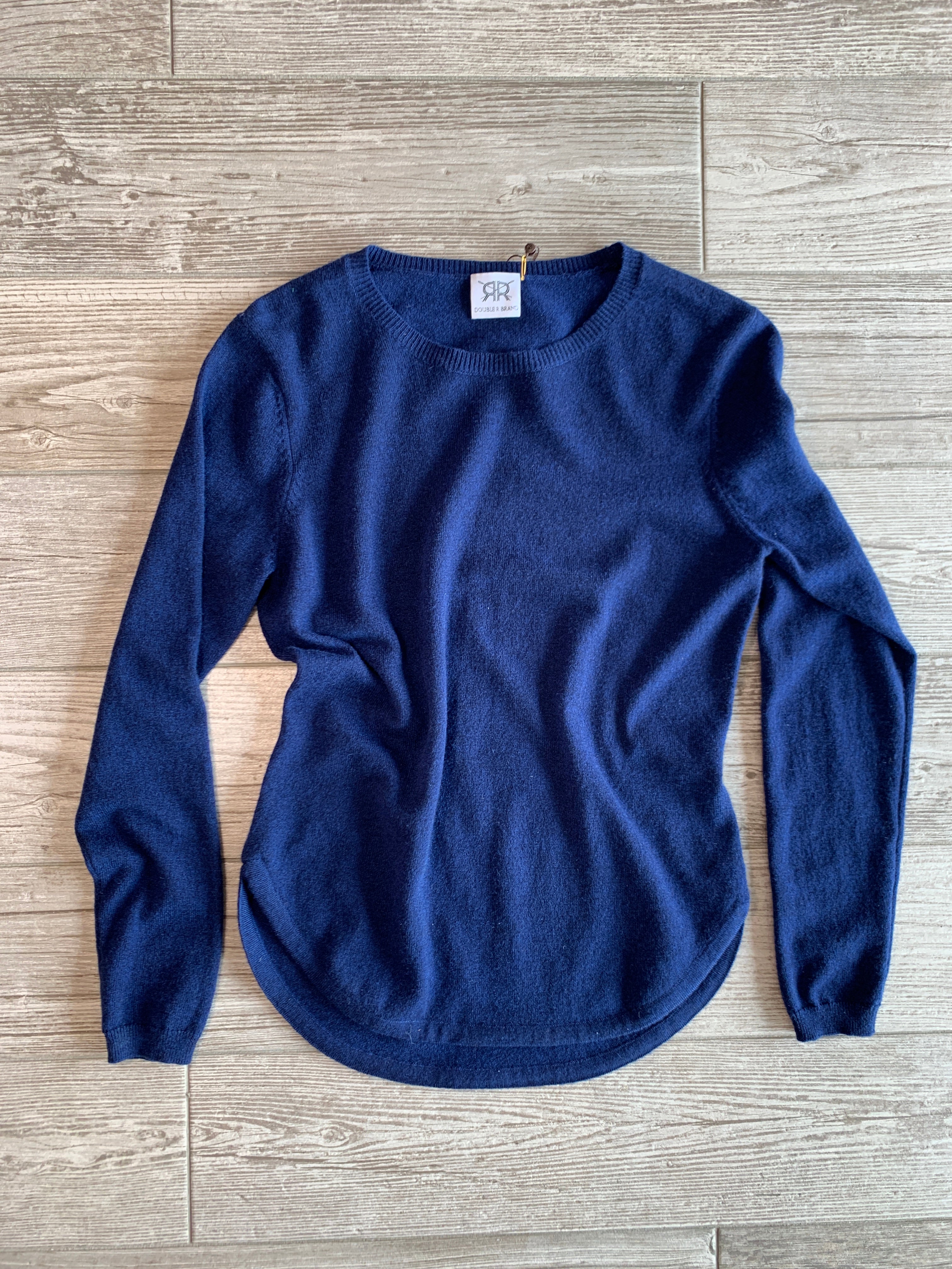 Scoop Hem Cashmere Sweater - Navy