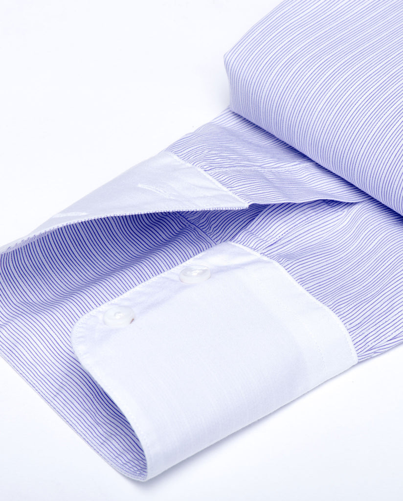 Tailored - Purple Stripe with White Collar and Cuffs