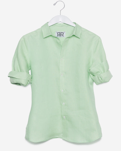 Tailored Shirt - Sea Green Linen Women's Blouse by Double R Double R Brand - Dallas Tailored Shirt - Sea Green Linen Women's Blouse by Double R Double R Brand - Dallas