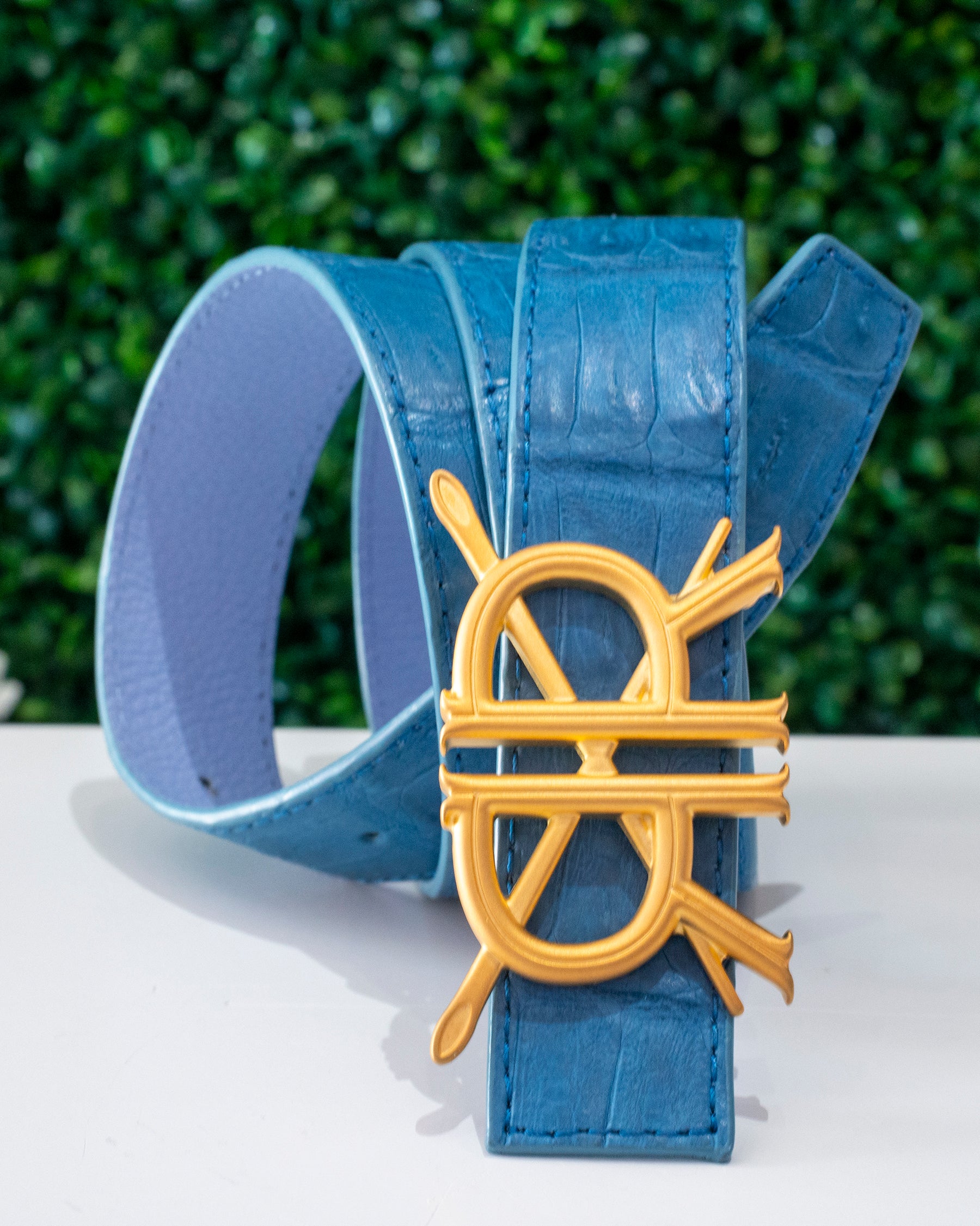 Matte Blue Gator Belt Strap with Buckle