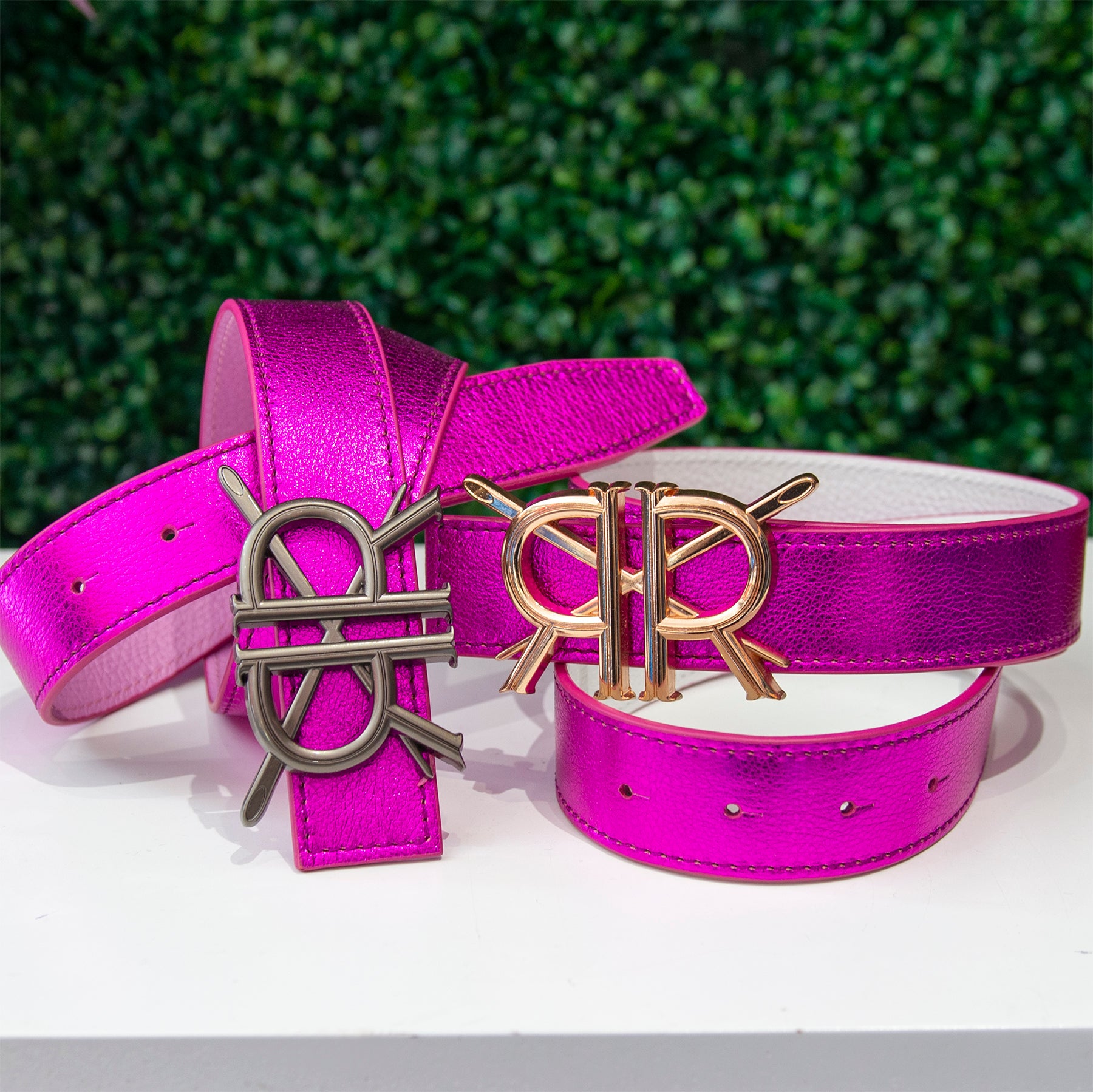 Metallic Pink Belt Strap with Buckle