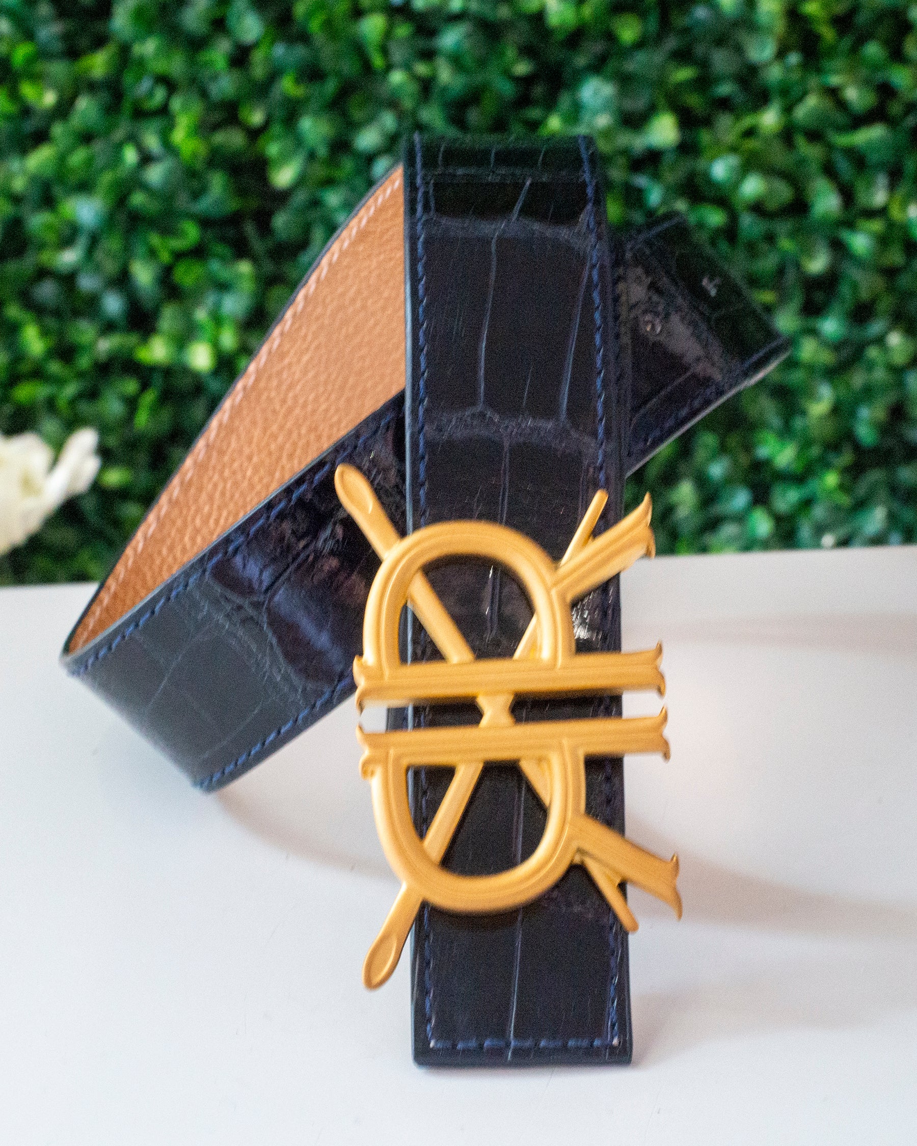 Navy Gator Belt Strap with Buckle