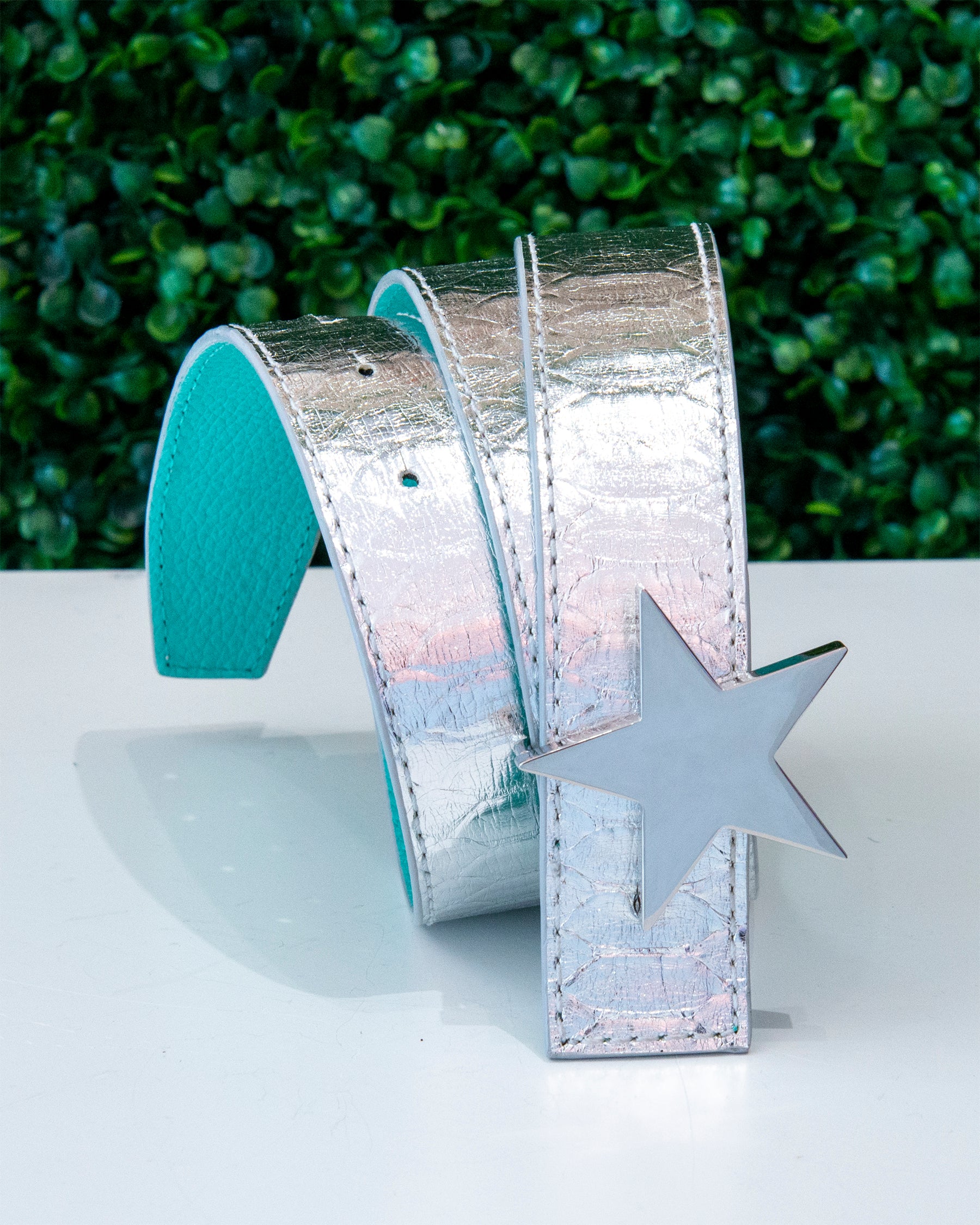 Silver Python Belt Strap with Buckle