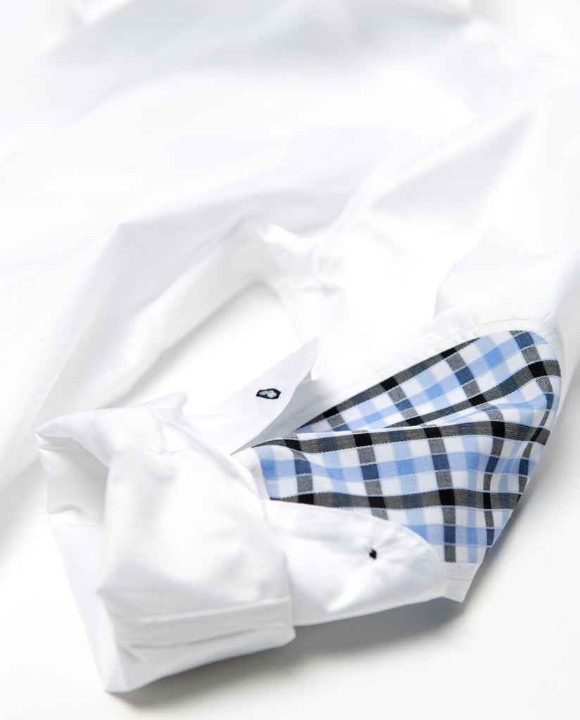 Tailored - White with Plaid Elbow Patch