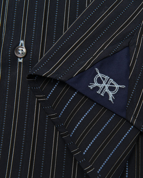 Tailored Shirt- Navy Stripe with White Collar and Cuffs Women's Blouse Monogram / Navy / Custom
