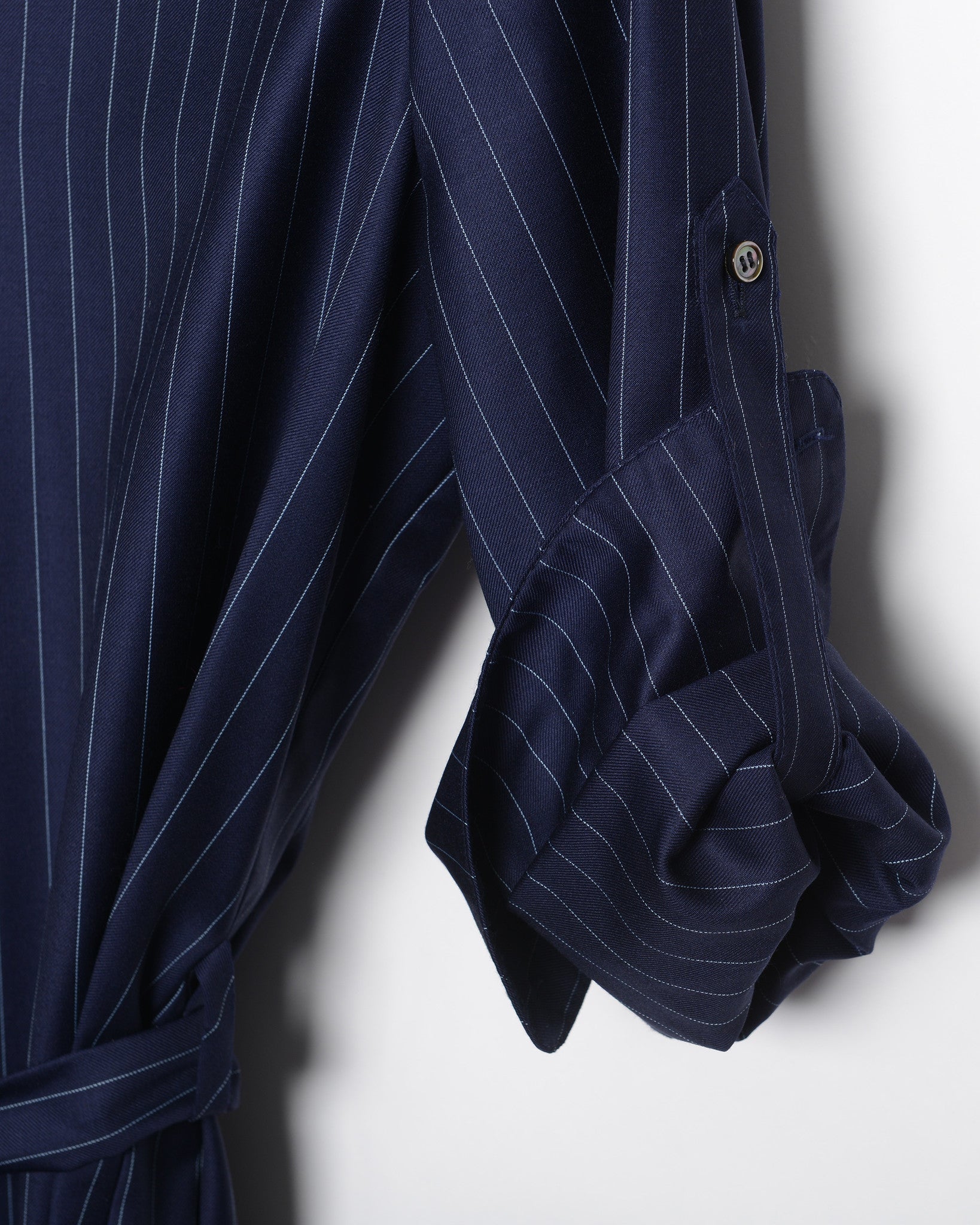 Penelope - Navy Pinstripe Suiting Dress