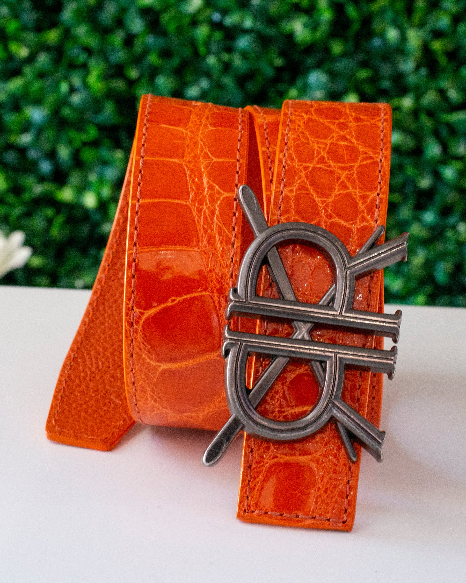 Orange Gator Belt Strap with Buckle