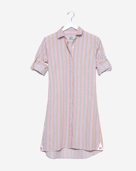 pink check shirt dress Noughts & Kisses button up shirt asymmetric hem mini dress in pink check