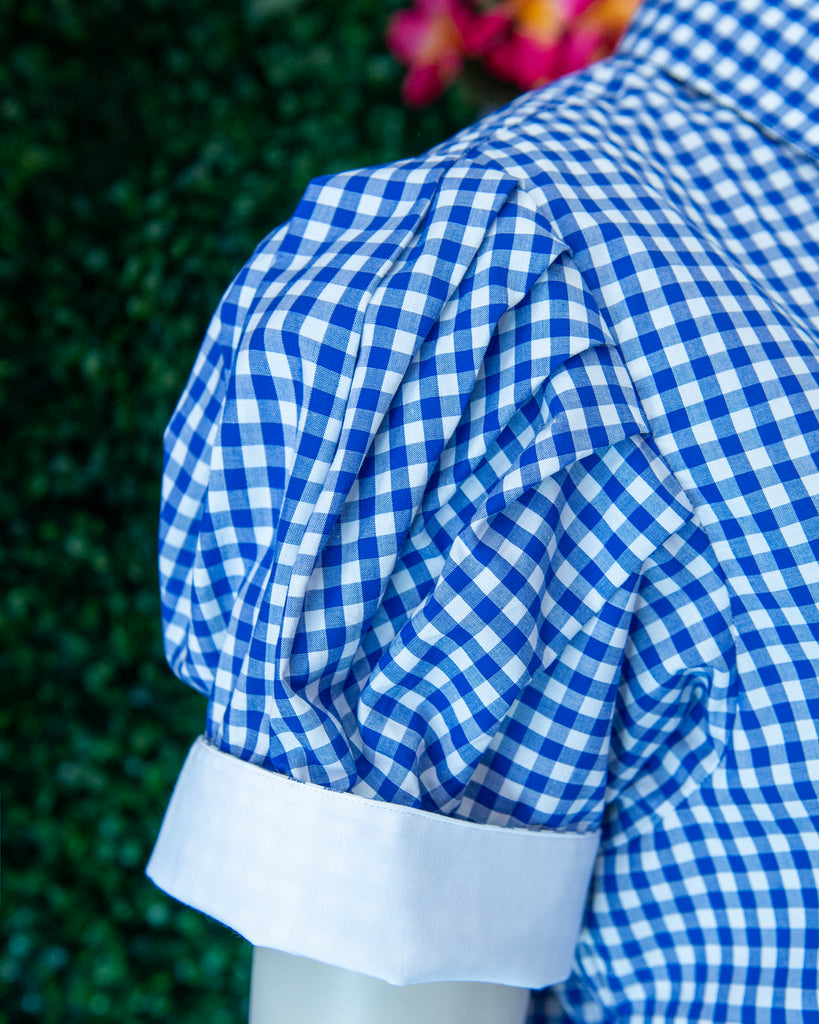 Blue Gingham S/S Ruffles