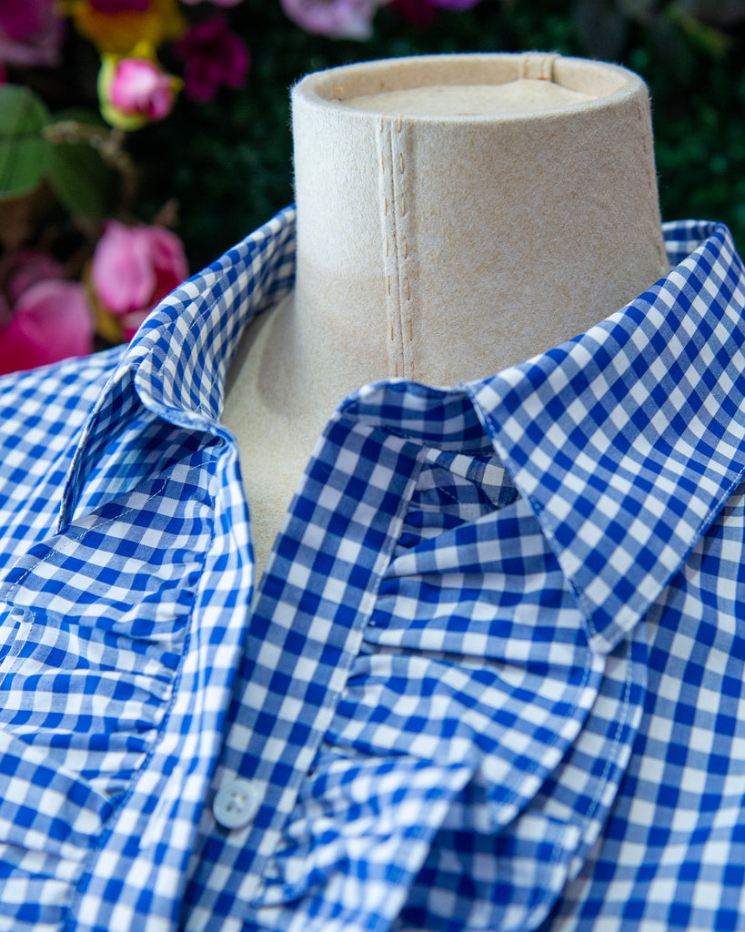 Blue Gingham S/S Ruffles