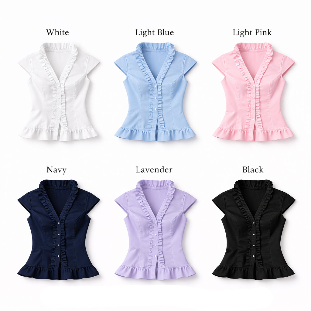 Cap Sleeve Ruffle - Button down ruffle by Double R – Double R Brand ...