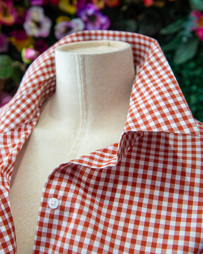 Orange Gingham Button Down