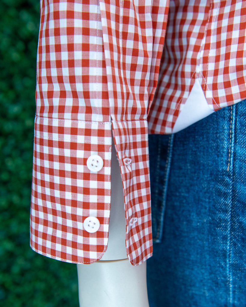 Orange Gingham Button Down