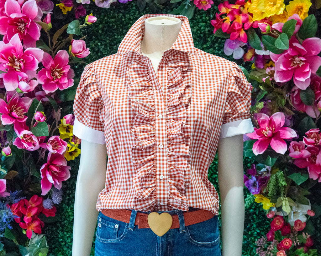 Orange Gingham S/S Ruffles
