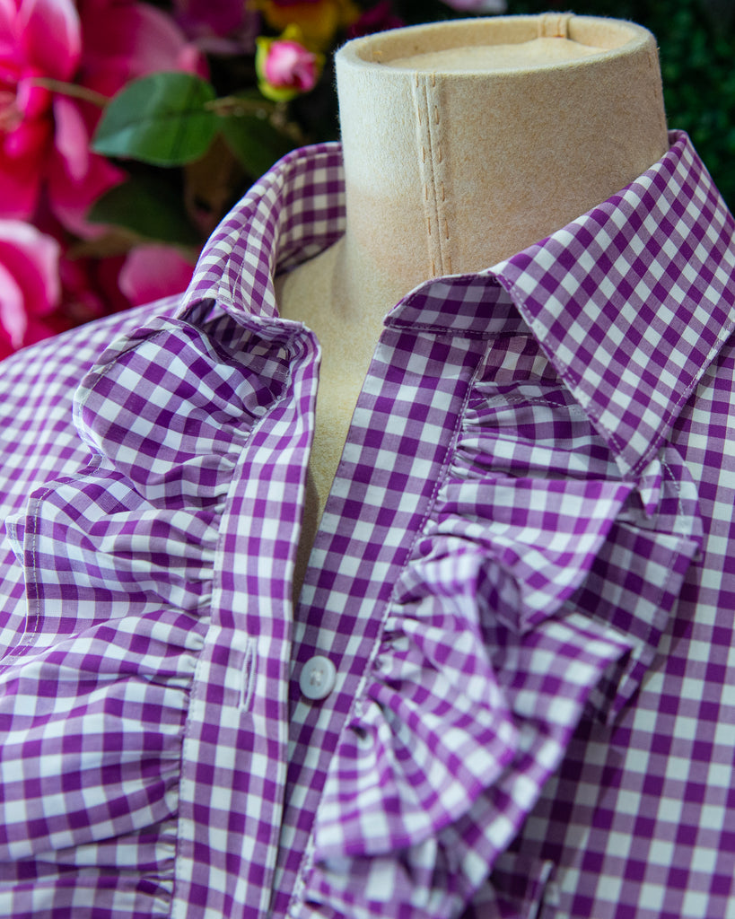 Purple Gingham S/S Ruffles