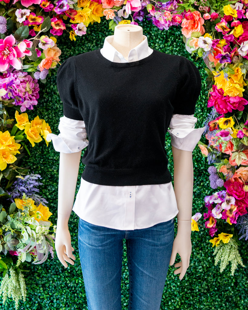Pleated Sleeve Silk Cashmere Sweater