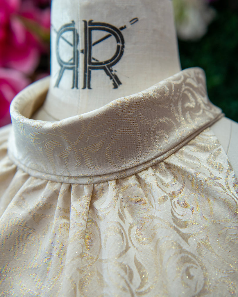 Holland & Sherry Gold Brocade Gala Halter Dress