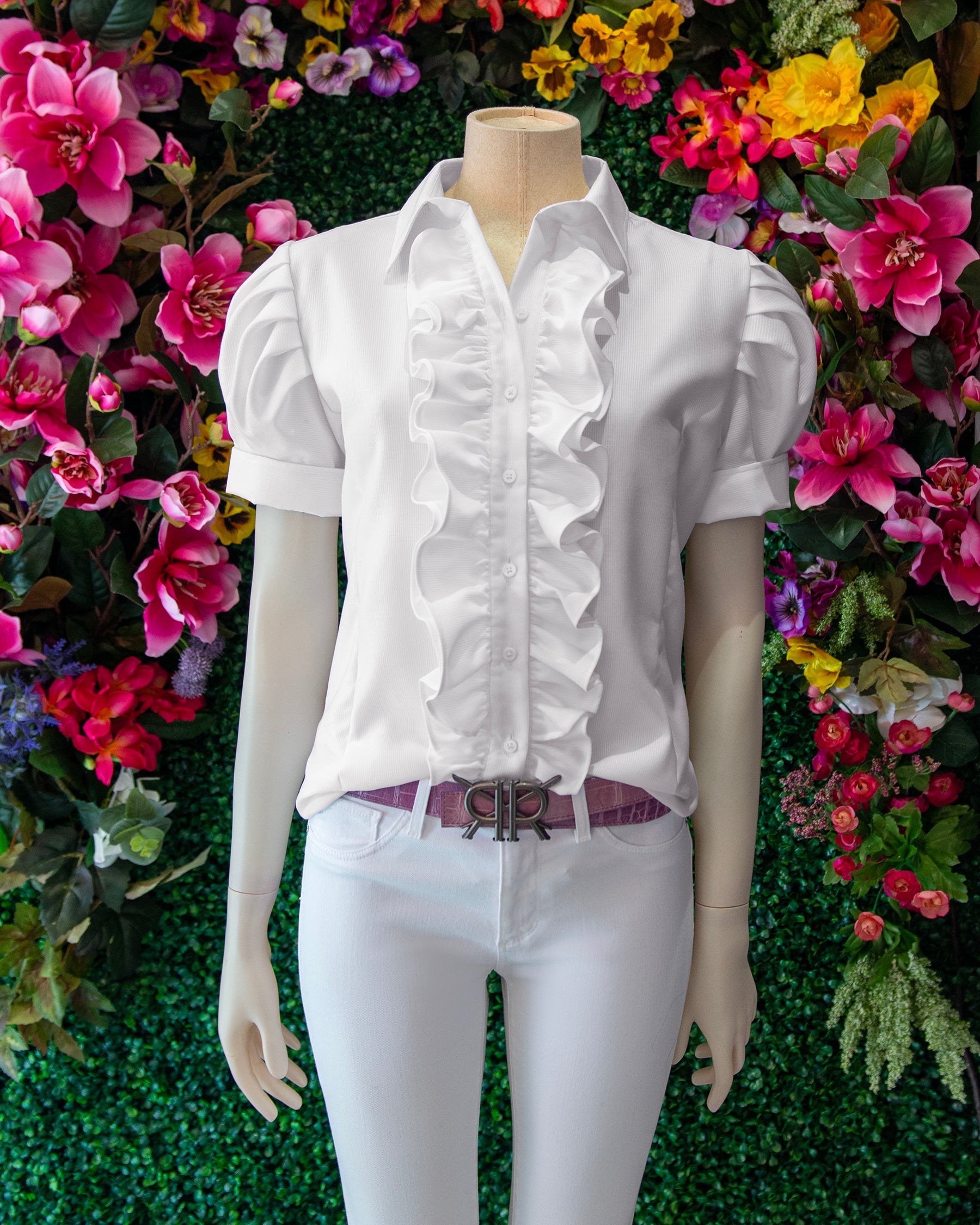 Double Shell Ruffles Pleated Sleeve Ruffle - Button down ruffle by Double R – Double R Brand ...