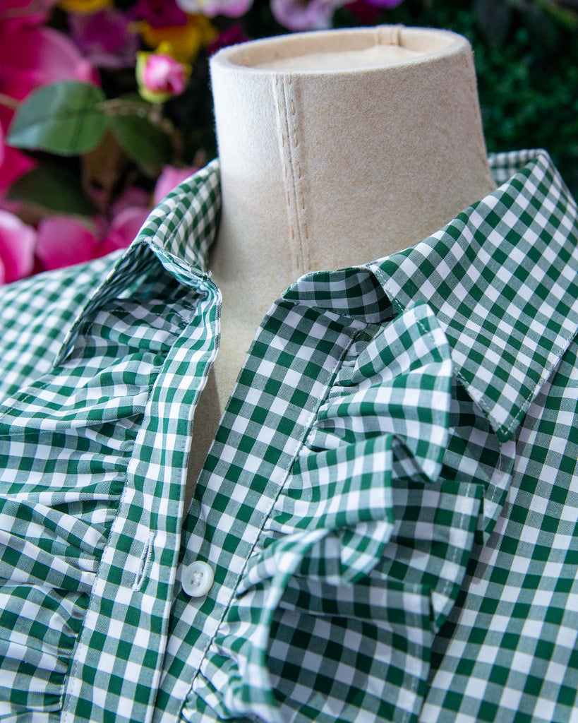Green Gingham S/S Ruffles