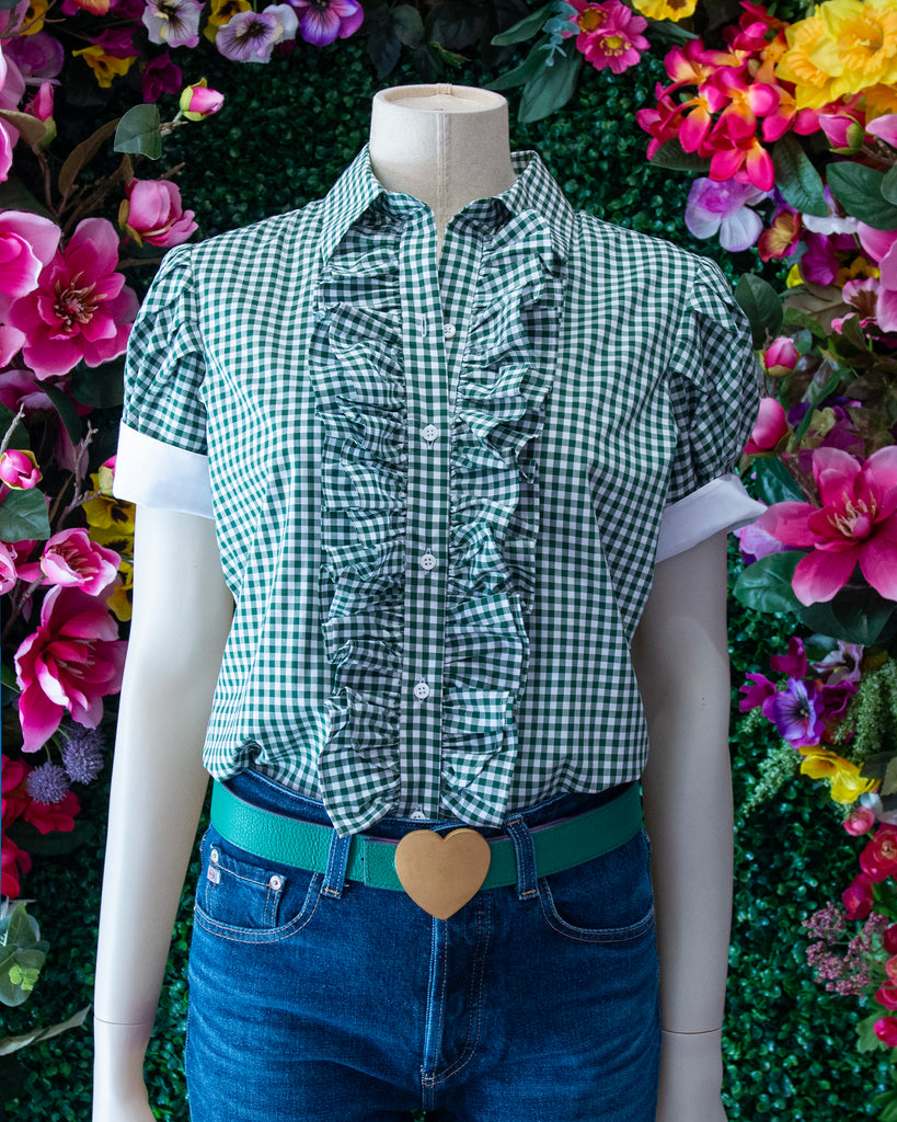 Green Gingham S/S Ruffles