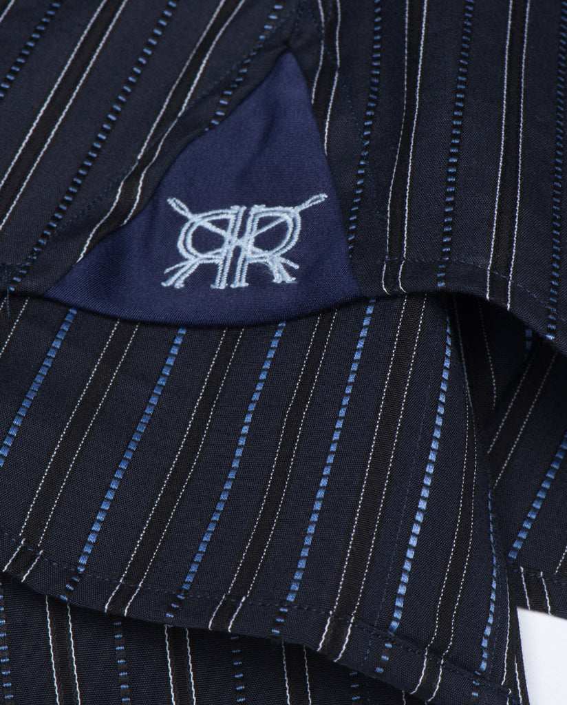 Tailored - Navy with Blue Stripes and White Collar and Cuffs