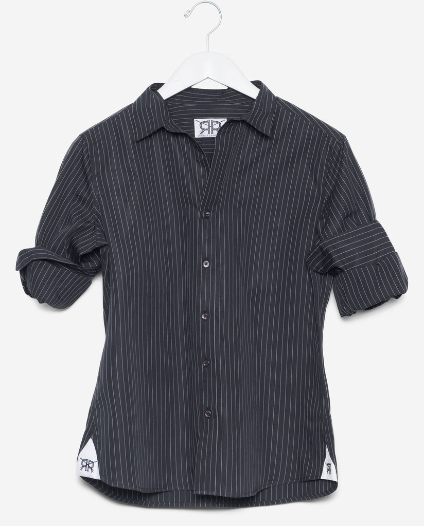 Tailored - Black with White Pinstripe