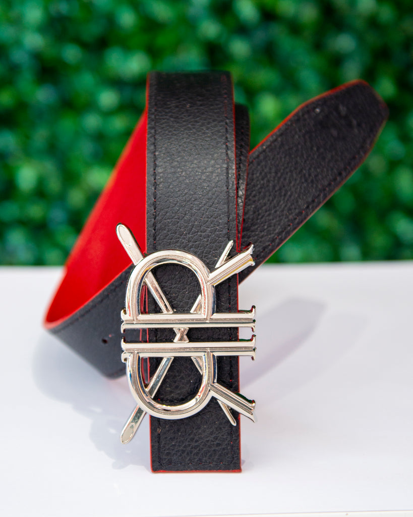 Black Pebble Grain Leather Belt Strap with Buckle