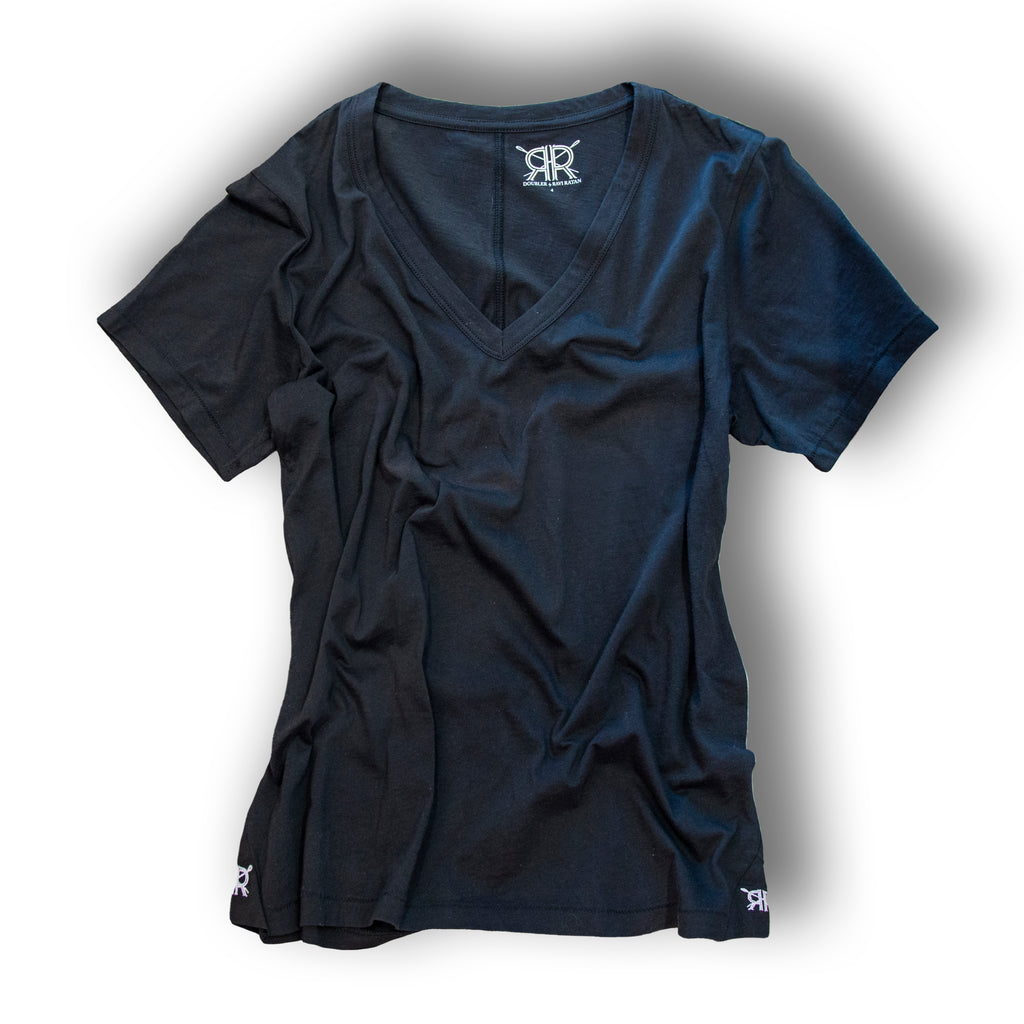 White Pima Cotton V Neck T Shirt