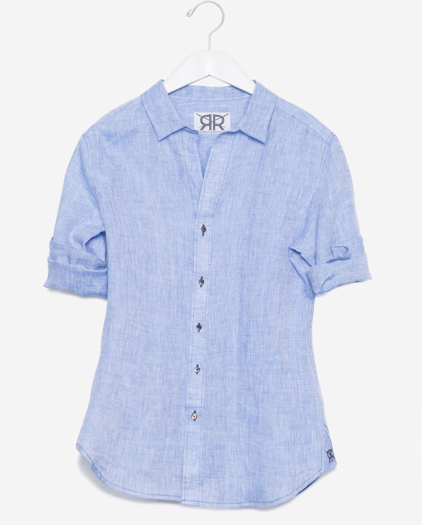 Tailored Shirt - Blue Linen Women's Button Down by Double R Double R Brand - Dallas Tailored Shirt - Blue Linen Women's Button Down by Double R Double R Brand - Dallas