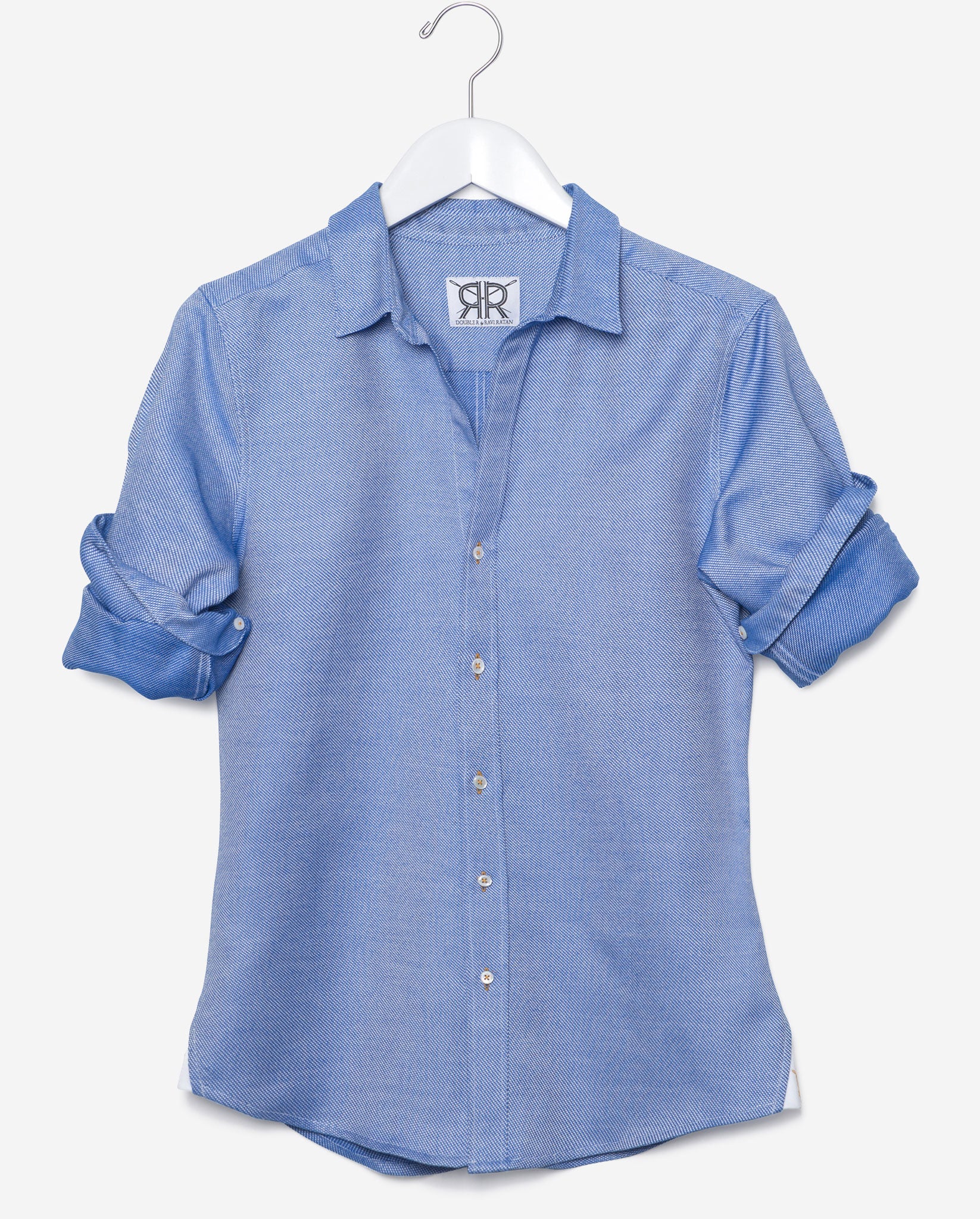 Tailored Shirt - Royal Blue Oxford Women's Button Down by Double R No Monogram / Blue / Custom Tailored Shirt - Royal Blue Oxford Women's Button Down by Double R No Monogram / Blue / Custom