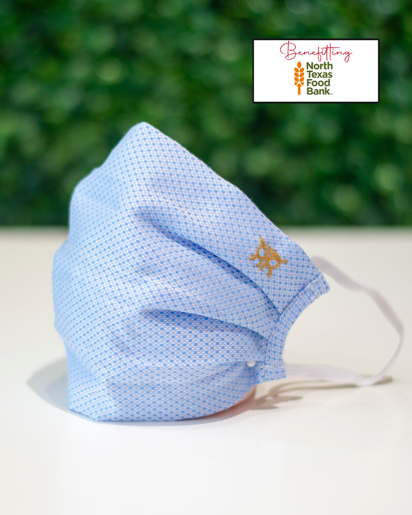 Baby Blue  Microcheck Cotton Mask
