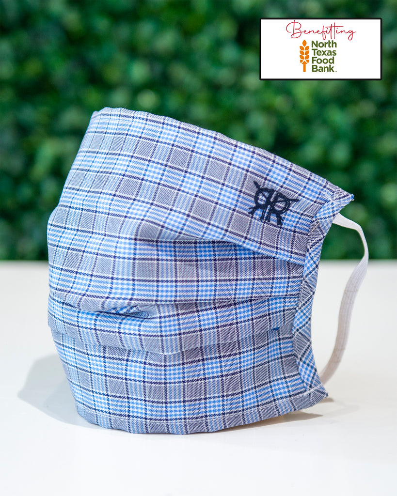 Blue Mini Check Cotton Mask
