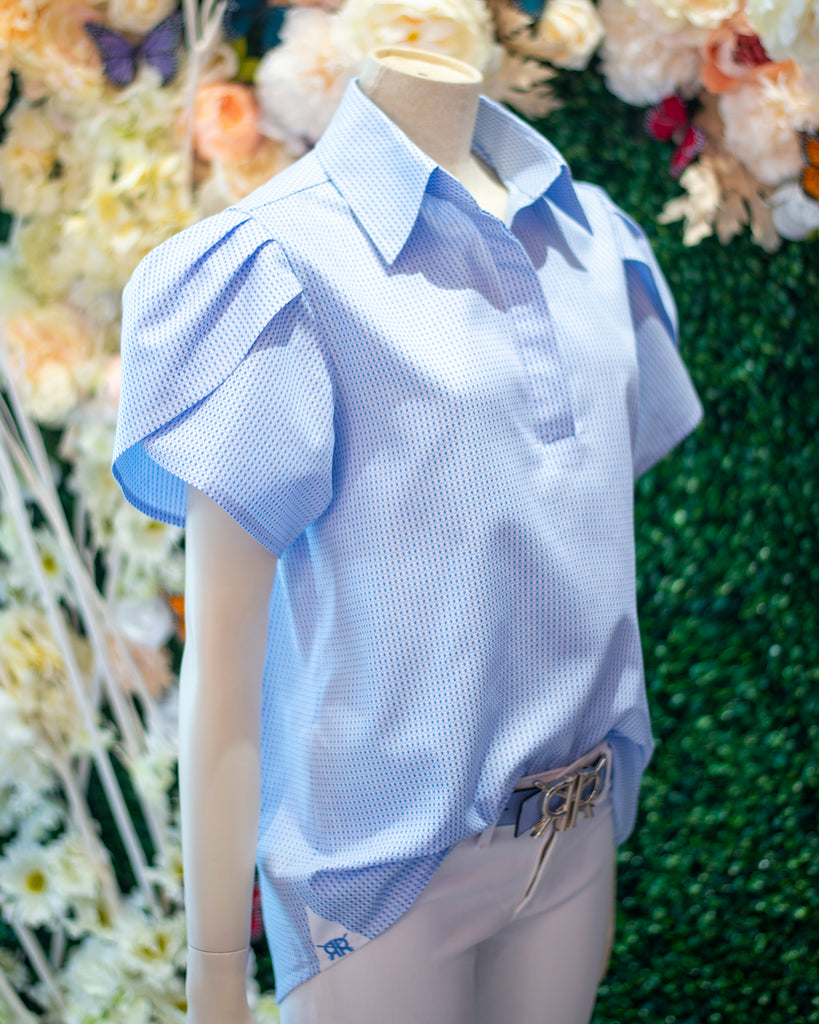 Blue Cotton Tulip Sleeve Tunic