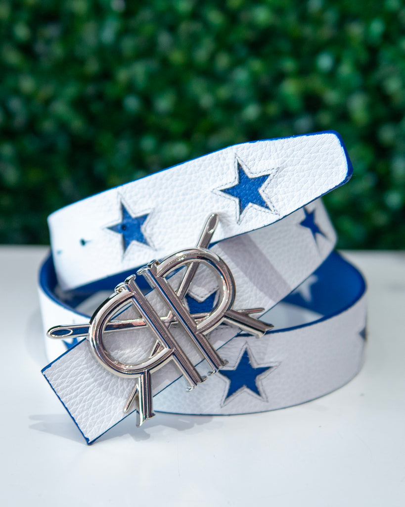 Blue Star Inlay Belt Strap with Buckle