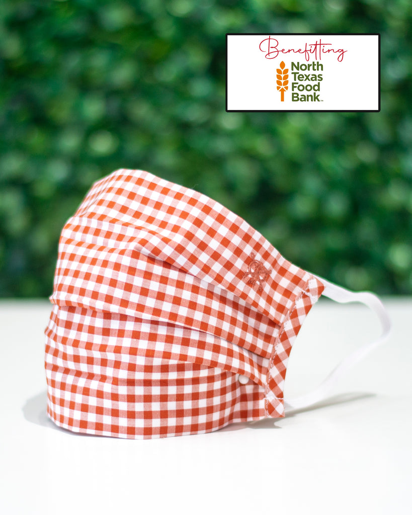 Burnt Orange Gingham Check Cotton Mask