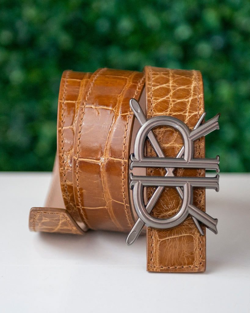 Cognac Gator Belt Strap with Buckle