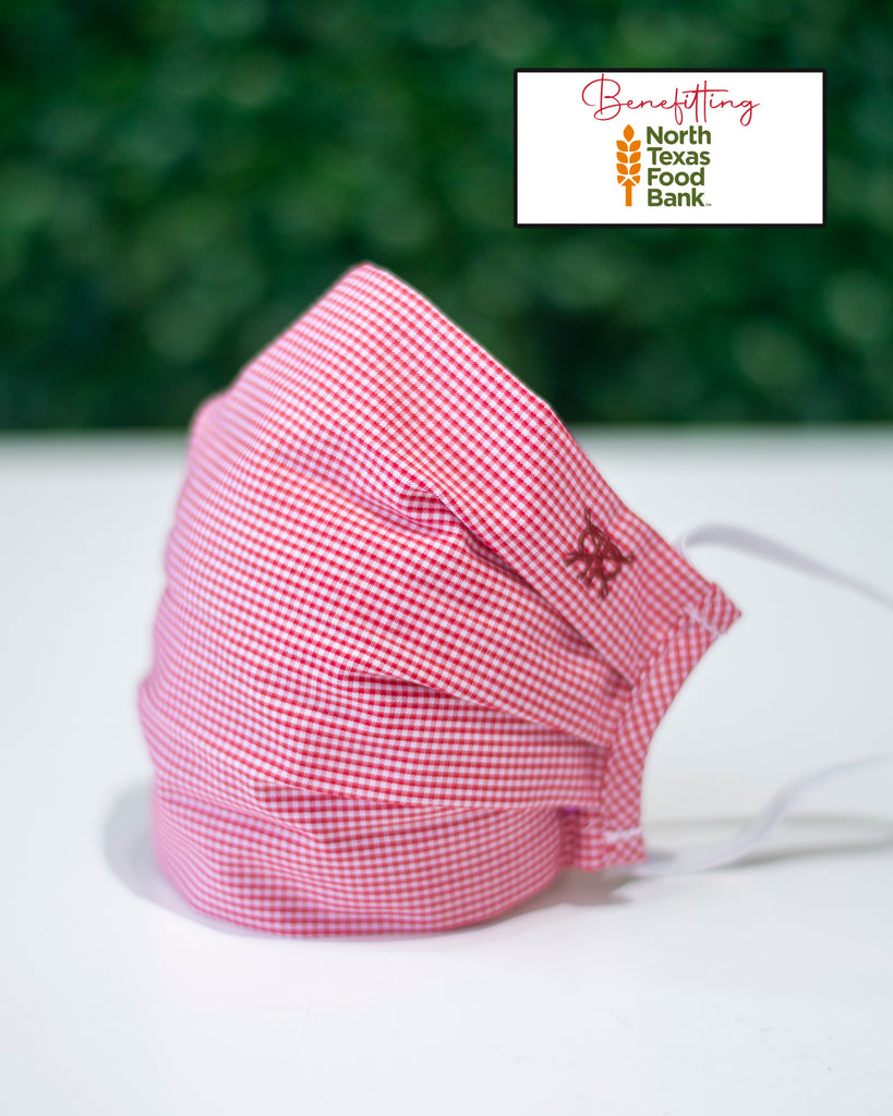 Crimson Gingham Cotton Mask