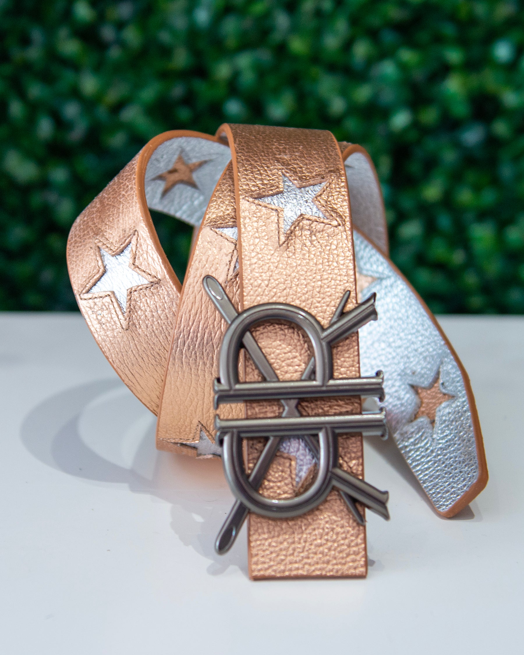 Double R Brands Gold and Silver Star Inlay Belt Strap with Buckle – Double R Brand - Dallas