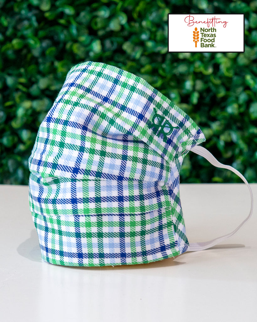 Green Blue Check Cotton Mask