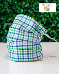 Green Blue Check Cotton Mask